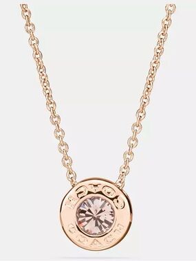 COACH Gold Crystal Circle Pendant Necklace